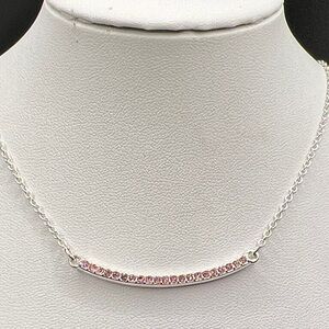 Pink Crystal Bar Necklace